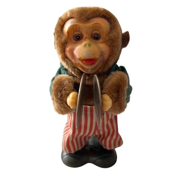 VERY RARE Vintage Key Wind Up Monkey with Cymbals Old Fashioned Non Working - Picture 1 of 7